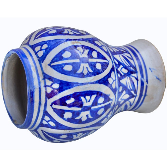 Early 20th Century Early 20th Century Handmade Moorish-Patterned Blue Ceramic-Art Vase For Sale - Image 5 of 8