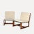 Lounge Chairs with Wooden Frames, Fabric Strap Seats, Metal Slat Backrests and Beige Upholstery France, 1950s, Set of 2 For Sale - Image 3 of 15