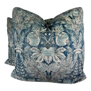 Gp& J Baker "Lapura Velvet" in Blue 22" Pillows-a Pair For Sale