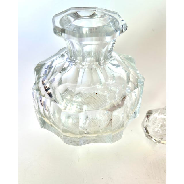 Transparent Art Deco Heavy Cut Crystal Perfume Bottle For Sale - Image 8 of 8