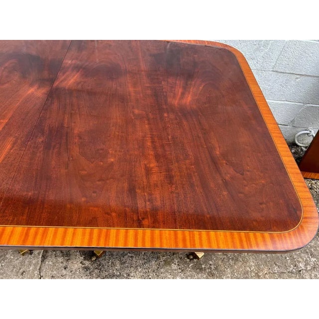 Baker Furniture Company Old Baker Regency Style Cross Banded Mahogany Dining Table With2 Leaves. Early 20th Century For Sale - Image 4 of 13
