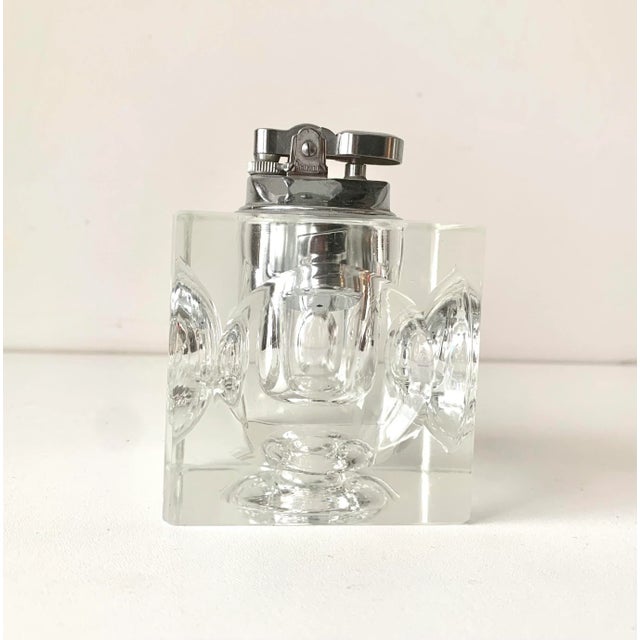 Vintage Large Square Modern Contemporary Refillable Crystal Table Lighter For Sale - Image 11 of 11