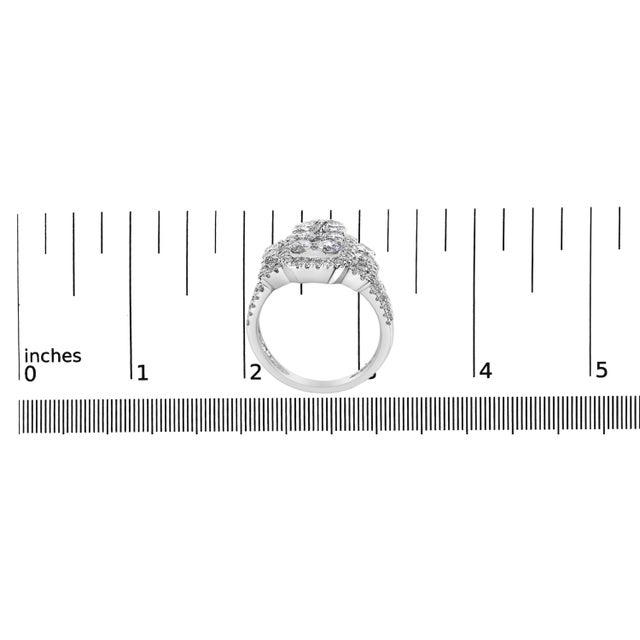 Metal 14K White Gold 2 1/4 Cttw Diamond Cocktail Cluster Ring (G-H Color, SI2-I1 Clarity) - Size 7 For Sale - Image 7 of 7