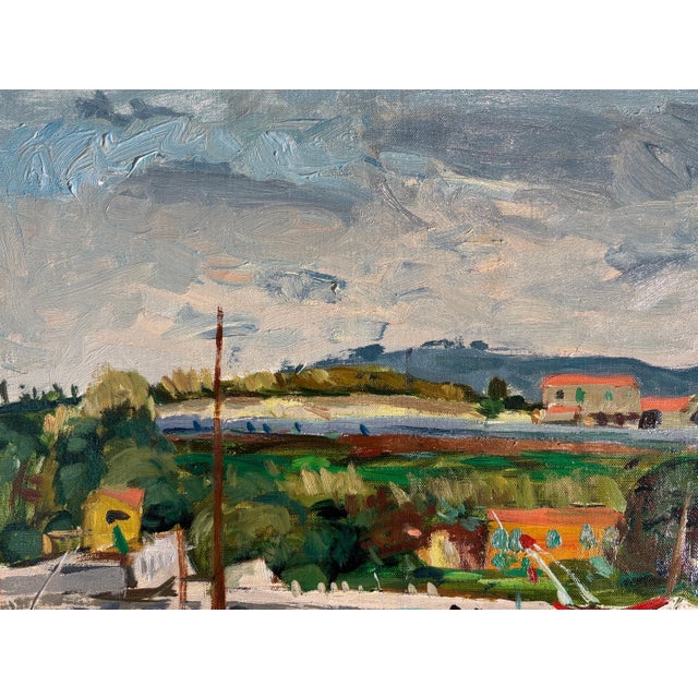 Robert Mendoze Original Oil Painting, French Coastal Harbor, Signed and Dated 1967, Framed For Sale - Image 9 of 11