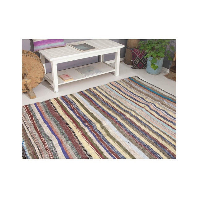 Vintage Turkish Decorative Rag Rug - 5`7" X 9`9" For Sale In Los Angeles - Image 6 of 6