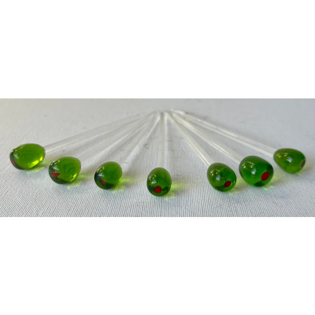 Mid-Century Modern Vintage Blown Glass Martini Olive Picks & Sun Swizzle Sticks-Set 11 For Sale - Image 3 of 8
