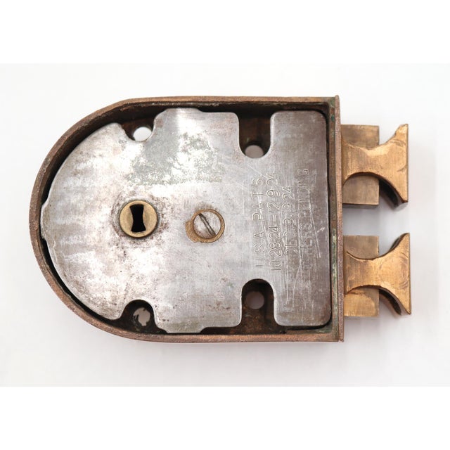 Metal Antique Brass Horseshoe Jimmy Proof Deadbolt Rim Lock For Sale - Image 7 of 8