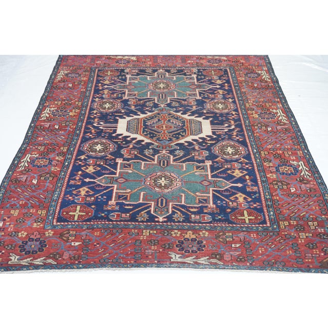 Antique Rust Karajeh Persian Area Rug 4'10'' X 6'3'' For Sale In New York - Image 6 of 10