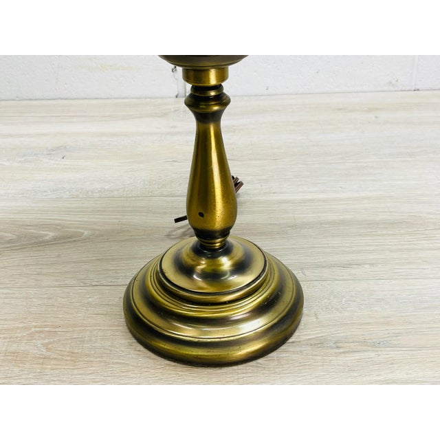 1960s Vintage 1960s Brushed Brass Round Table Lamp For Sale - Image 5 of 11