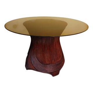 Rattan Marquetry Dining Table, 1980s For Sale