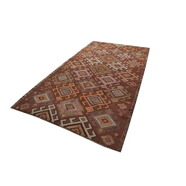Traditional Embroidered Vintage Kars Kilim Rug For Sale - Image 3 of 7