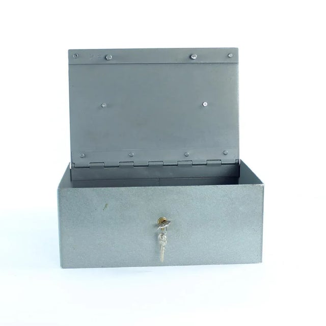 Gray Vintage Steel Safe Deposit Box, Czechoslovakia, 1980s For Sale - Image 8 of 13