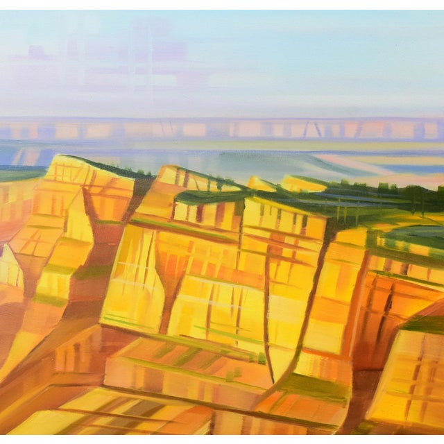 Golden Canyon by Michelle Condrat | Oil on panel Landscape with canyon and trees. For Sale - Image 4 of 5