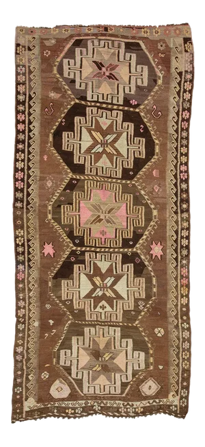 Brown Vintage Turkish Kilim Rug