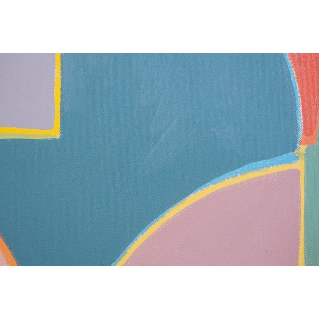 2026, Faux Naive Horizontal Painting, Playground Landscape, Vivid Tones Bauhaus Shapes on Canvas For Sale In Miami - Image 6 of 8