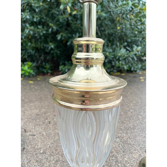 1970s Vintage Dresden Bleikristall Crystal & Brass Large Table Lamps - a Pair For Sale - Image 5 of 12