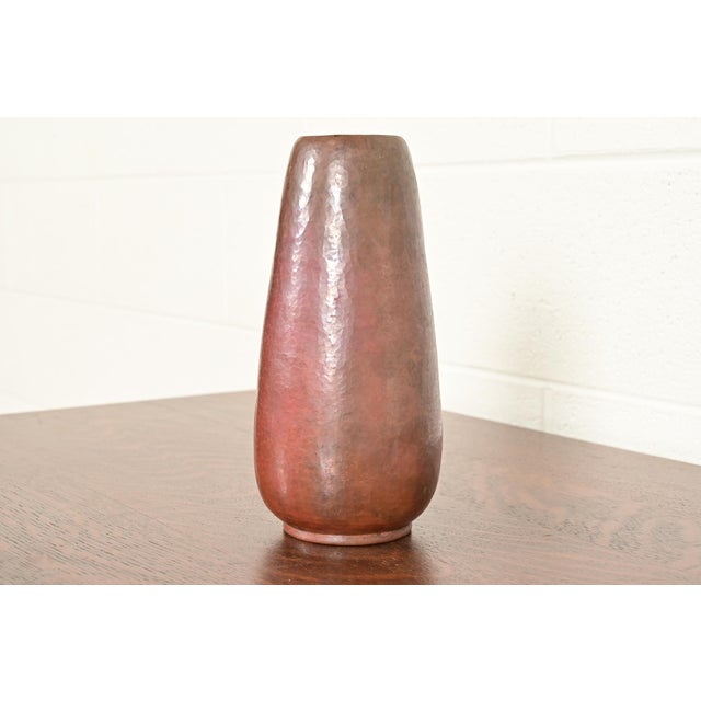 Art Deco Ramon Ramirez Arts & Crafts Hammered Copper Vase For Sale - Image 3 of 12