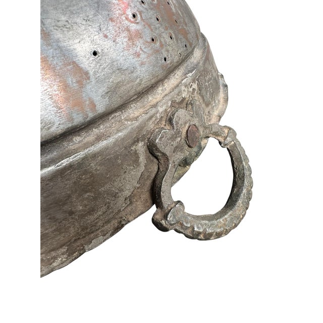 19th Century Large Ottoman Tinned Copper Footed Colander - 12.5" W For Sale - Image 4 of 8