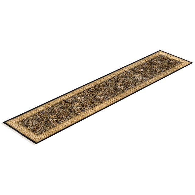 Black Mogul, One-of-a-Kind Hand-Knotted Runner Rug - Black, 2' 7" x 12' 1" For Sale - Image 8 of 8