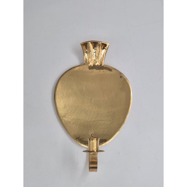 1940s Swedish Modern Brass Classic Candle Sconce attributed to Lars Holmström, Arvika, 1940 For Sale - Image 5 of 6