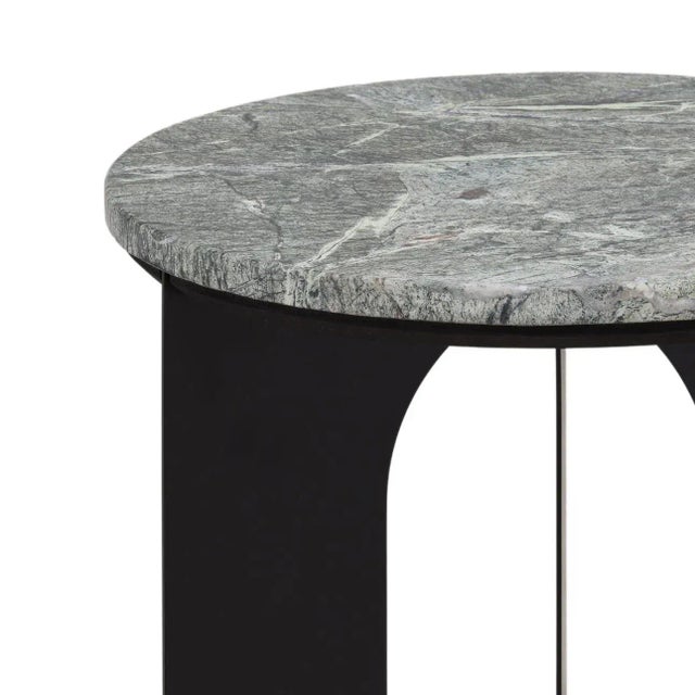 Taurus Marble & Iron Side Table For Sale - Image 4 of 5