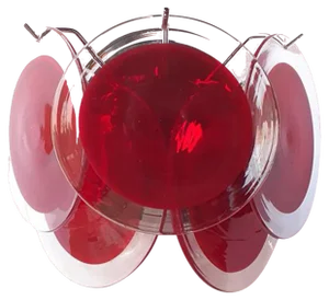 Red Murano Glass Disc Wall Light Sconce from Simoeng