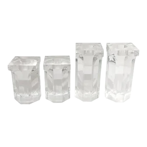1970's Lucite Column Candle Holders in the Style of Charles Hollis Jones, Set/4