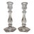 Vintage Pair Clear Glass Crystal Candlesticks 7.5" Hexagon Base Taper Holders For Sale