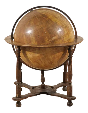 19th Century Italian Heavily Foxed Globe on Wood Stand