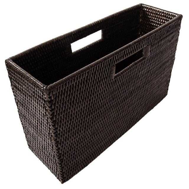 2020s Artifacts Rattan Rectangular Magazine Holder in Tudor Black - 16" For Sale - Image 5 of 9