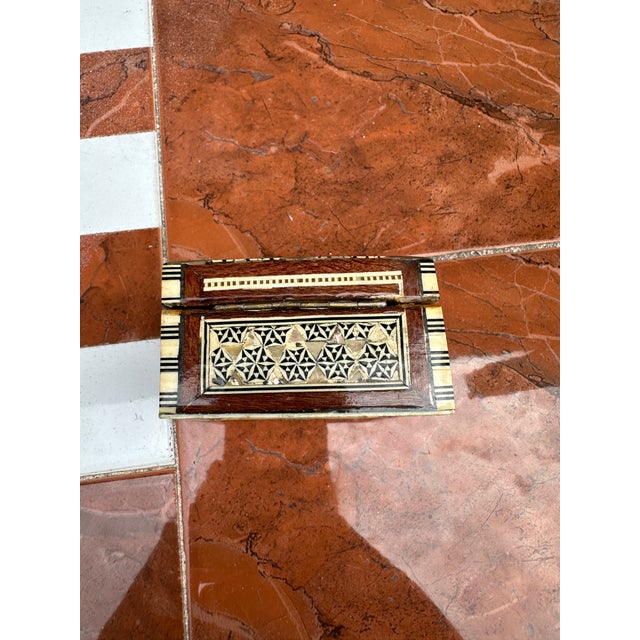 Wood 1970s Petite Wooden Painted Box With Mother of Pearl Accents For Sale - Image 7 of 8