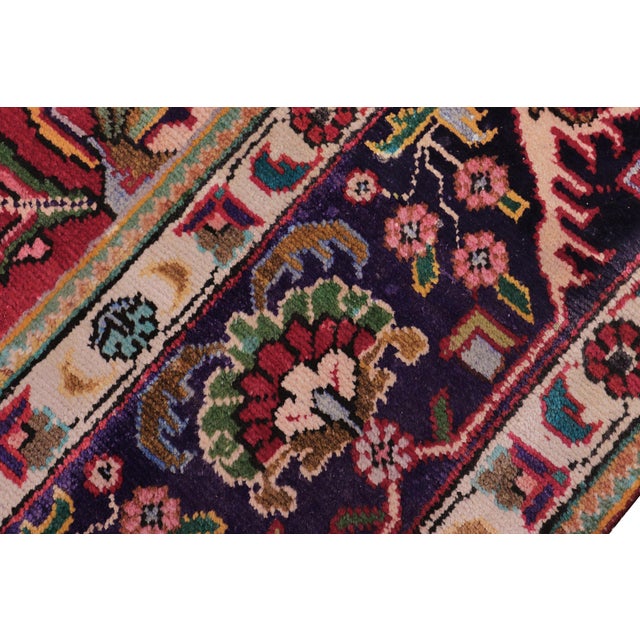 1980s Floral Persian Tabriz Red/Purple Wool Rug - 8'0'' X 11'4'' For Sale - Image 5 of 10