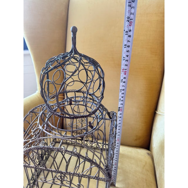 Victorian Ornate Vintage Metal Birdcage For Sale - Image 3 of 8