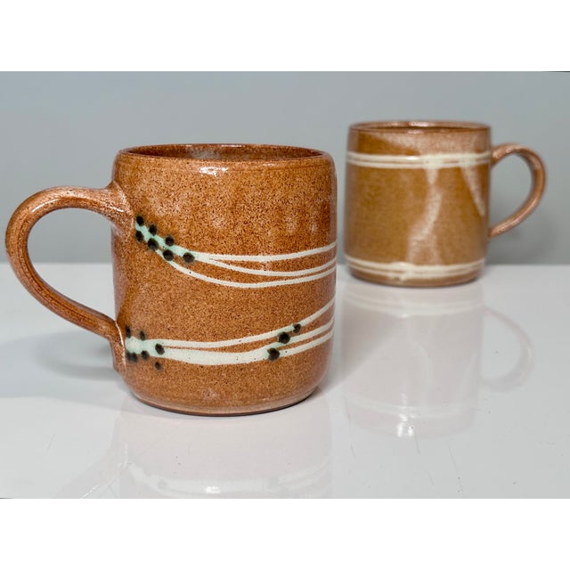 Rustic Studio Ceramic Mugs with Individual Decoration by Helma Klett, Germany, 1980s, Set of 2 For Sale - Image 3 of 8