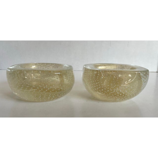 Mid-Century Murano Bullicante Gold Aventurine Art Glass Finger Bowl For Sale - Image 10 of 10