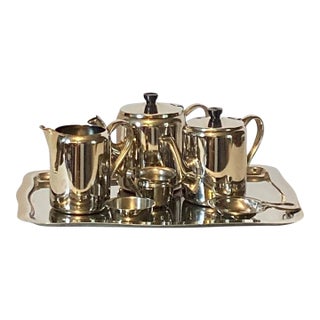 Besozzi Y Garcia 6-Piece Stainless Steel Coffee and Tea Set With Added Stainless Steel Tray - 7 pcs For Sale