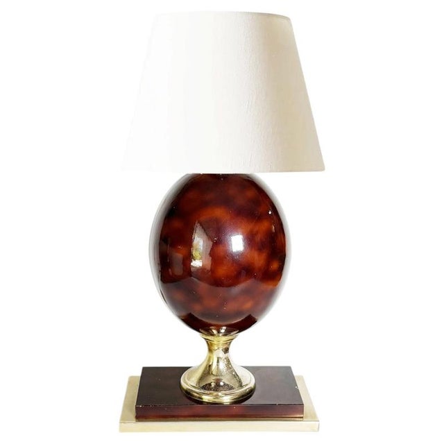 Burgundy-Colored Lamp with Brass Accents, France, 1970 For Sale - Image 16 of 16