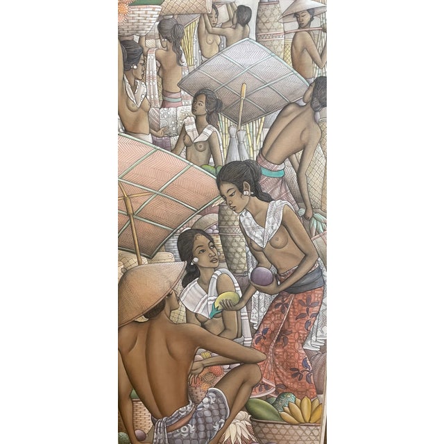 Mid 20th Century Monumental 5.5 Ft Balinese Masterpiece Painting by Dewa Nyoman Jati (Gati), Ubud For Sale - Image 4 of 14