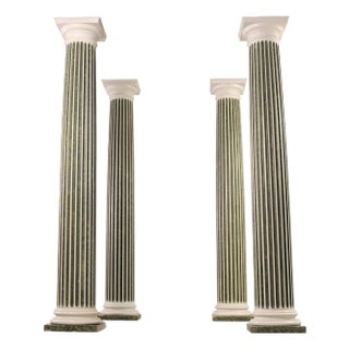 Set of Four Monumental Faux Marble Neoclassical Columns 10 Ft. For Sale