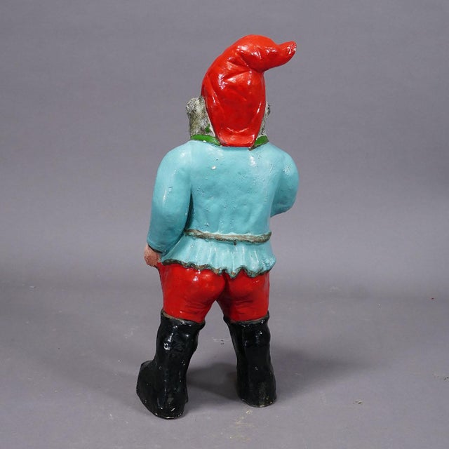Large Terracotta Garden Gnome With Pipe, Germany Ca. 1920s For Sale - Image 4 of 6