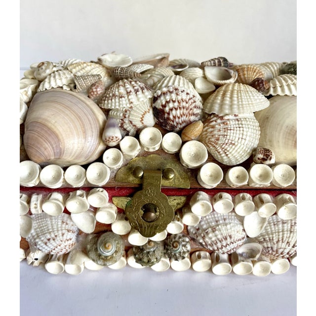 Folk Art Vintage Folk Art Seashell Encrusted Jewelry Box For Sale - Image 3 of 12
