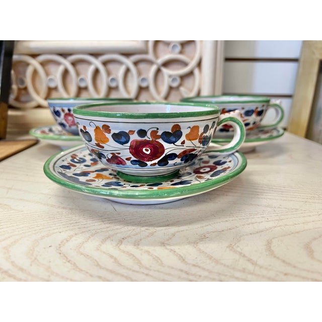 Mid 20th Century Vintage Deruta Italian Cup & Saucer Signed - 7 Pieces For Sale - Image 5 of 6