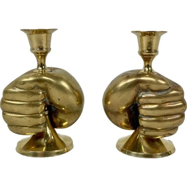 Brass Candleholders, 1980s, Set of 2 For Sale - Image 9 of 9