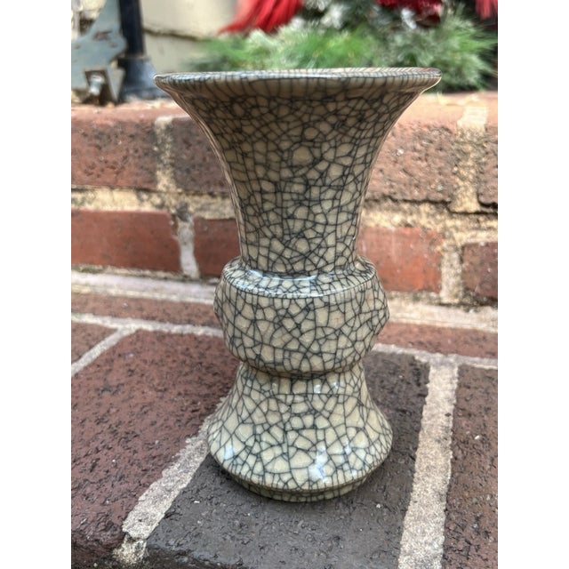 Rare Antique Chinese Ge Ware Crackle Glaze Vase - C. T. Loo Collection Export 1921 For Sale In Dallas - Image 6 of 14