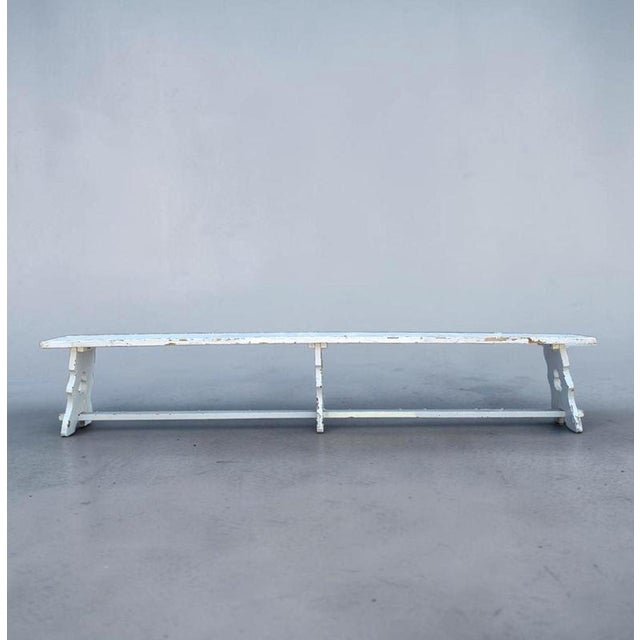 Wood French Wooden Farmhouse Garden Bench, 1960s For Sale - Image 7 of 10