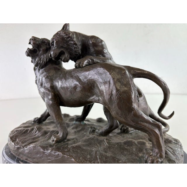 Metal Late 19th Century Grand Tour French Bronze Sculpture of Lions For Sale - Image 7 of 11