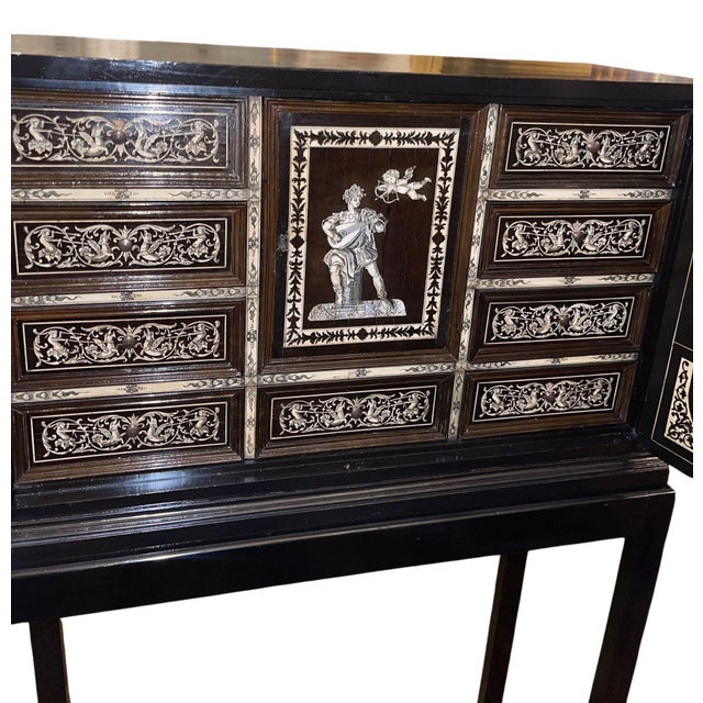 19th Century Italian Ebonized Cabinet With Inlaid Fitted Interior For Sale In Los Angeles - Image 6 of 13