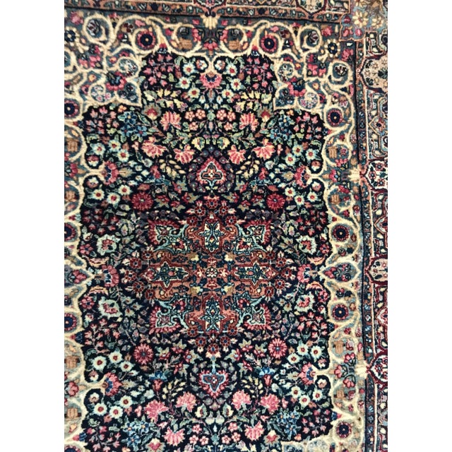 Navy Blue 1930s Vintage Design Floral Royal Kierman Rug- 3'6" X 5'1" For Sale - Image 8 of 13