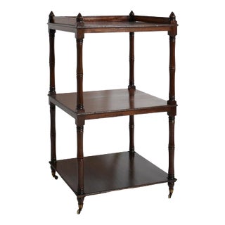 Faux Bamboo Pedestal Bookshelf Table, 1960s For Sale