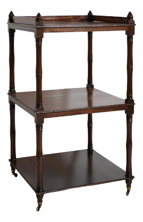 Faux Bamboo Pedestal Bookshelf Table, 1960s